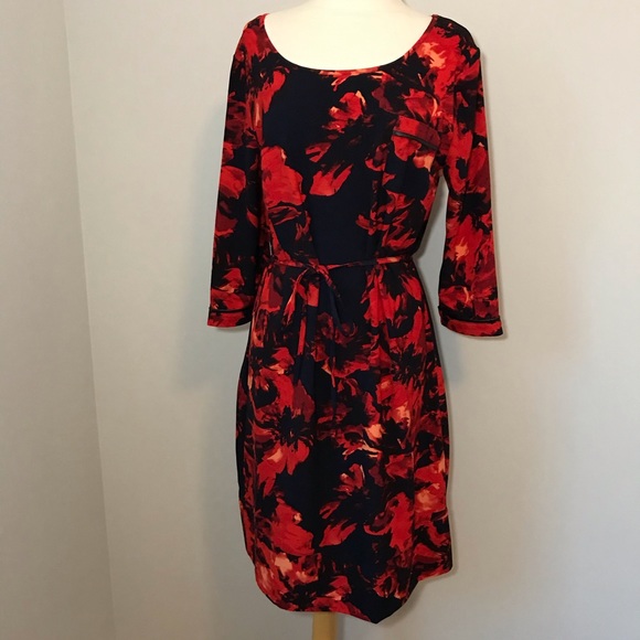 Merona Dresses & Skirts - TARGET peonies dress navy red shift M Merona